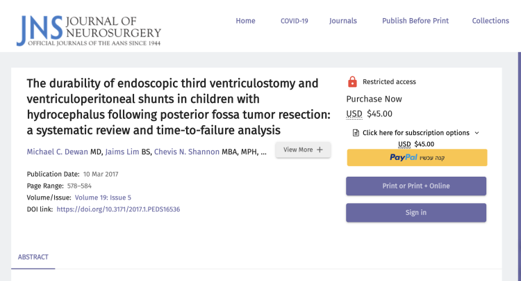 The durability of endoscopic third ventriculostomy and ventriculoperitoneal shunts in children with hydrocephalus following posterior fossa tumor resection: a systematic review and time-to-failure analysis