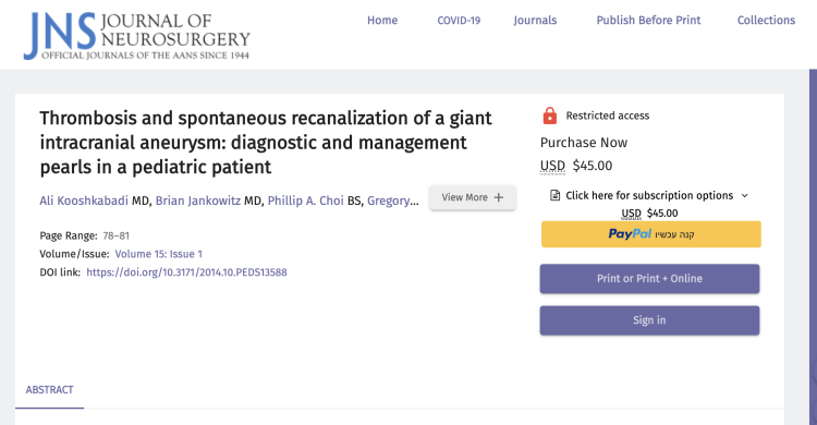 Thrombosis and spontaneous recanalization of a giant intracranial aneurysm: diagnostic and management pearls in a pediatric patient