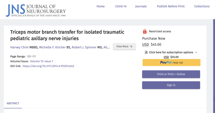 Triceps motor branch transfer for isolated traumatic pediatric axillary nerve injuries