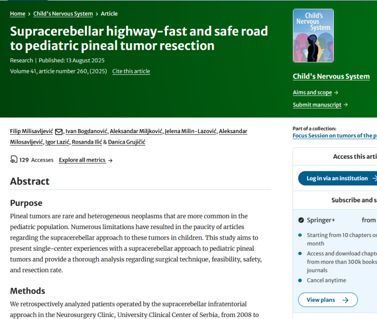 Supracerebellar Highway-Fast and Safe Road to Pediatric Pineal Tumor Resection