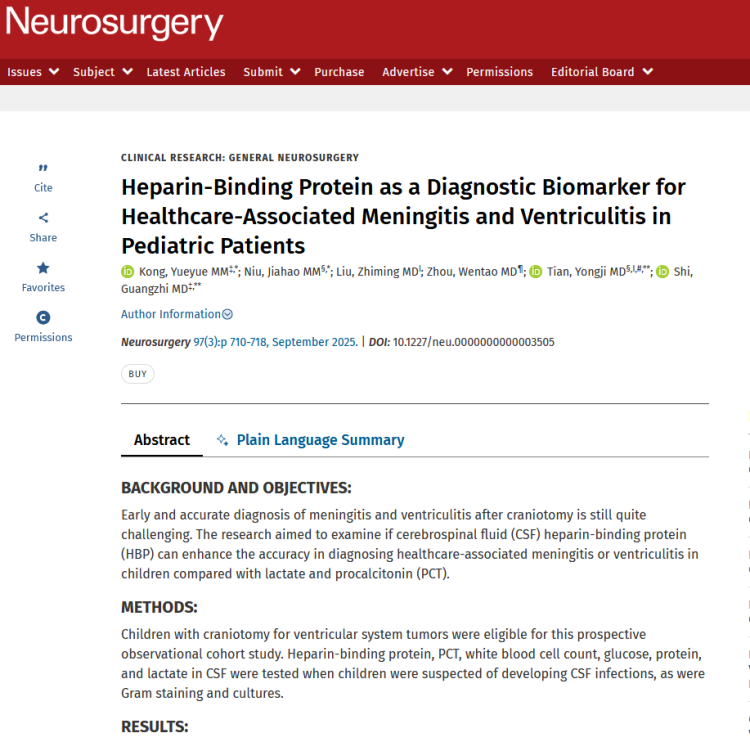 Heparin-Binding Protein as a Diagnostic Biomarker for Healthcare-Associated Meningitis and Ventriculitis in Pediatric Patients