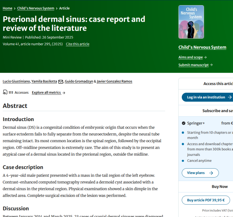Pterional Dermal Sinus: Case Report and Review of the Literature