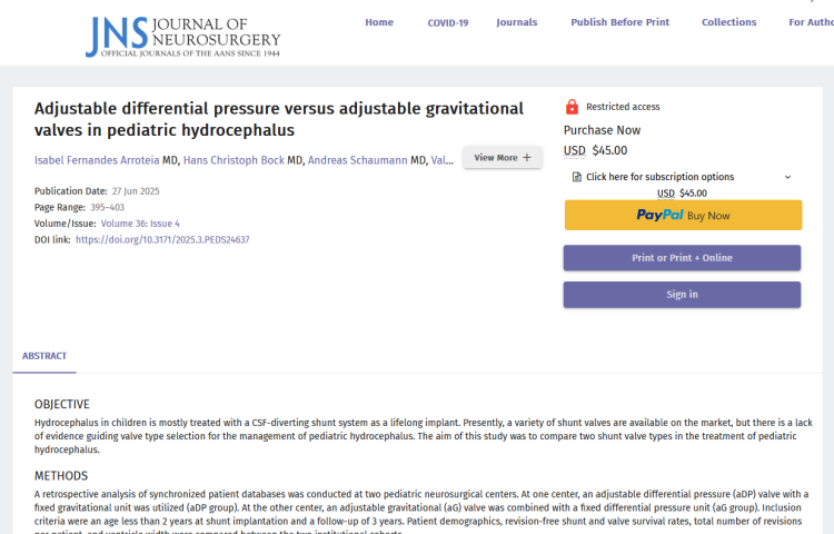 Adjustable Differential Pressure Versus Adjustable Gravitational Valves in Pediatric Hydrocephalus