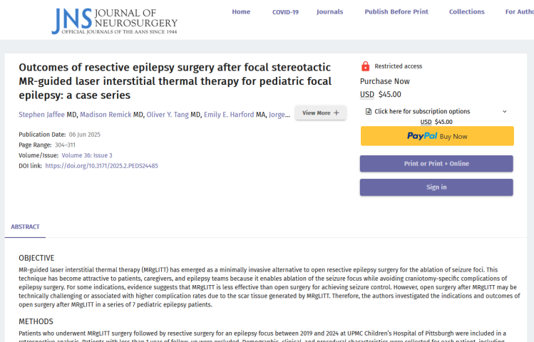 Outcomes of Resective Epilepsy Surgery After Focal Stereotactic MR-Guided Laser Interstitial Thermal Therapy for Pediatric Focal Epilepsy: A Case Series