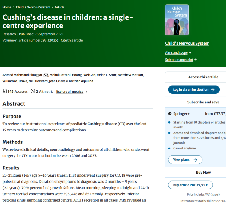 Cushing’s Disease in Children: A Single-Centre Experience