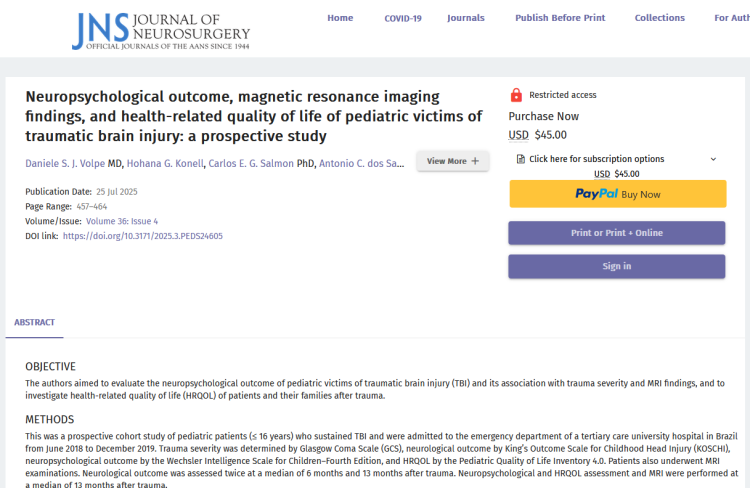 Neuropsychological Outcome, Magnetic Resonance Imaging Findings, and Health-Related Quality of Life of Pediatric Victims of Traumatic Brain Injury: A Prospective Study