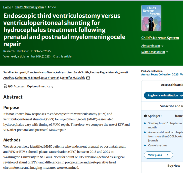 Endoscopic Third Ventriculostomy Versus Ventriculoperitoneal Shunting for Hydrocephalus Treatment Following Prenatal and Postnatal Myelomeningocele Repair