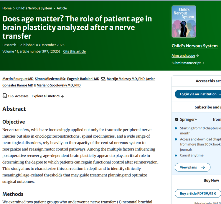 Does Age Matter? The Role of Patient Age in Brain Plasticity Analyzed After a Nerve Transfer