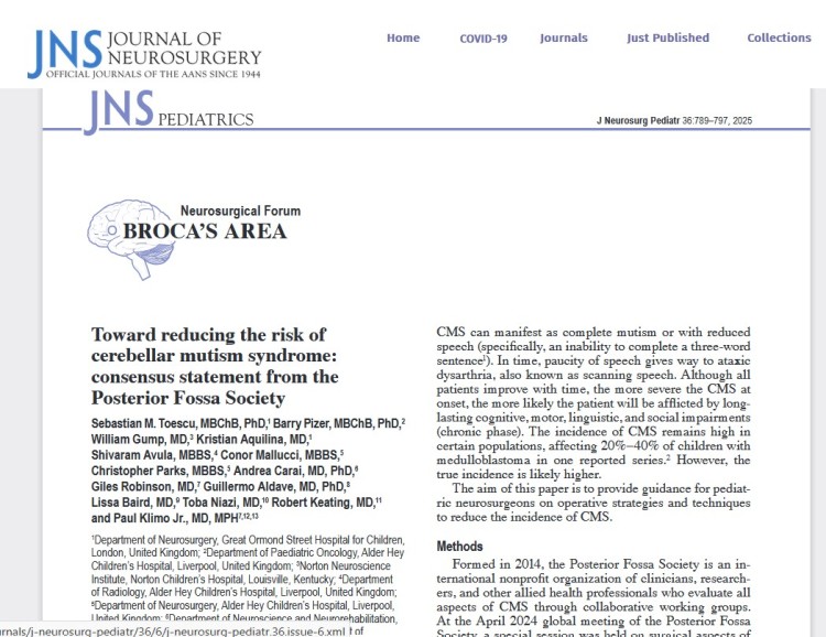 Toward Reducing the Risk of Cerebellar Mutism Syndrome: Consensus Statement from the Posterior Fossa Society