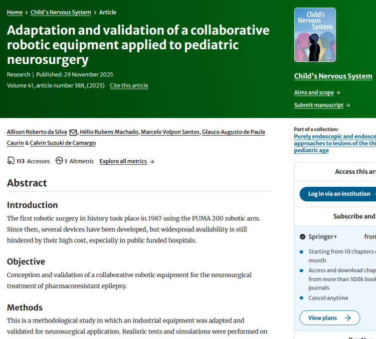 Adaptation and Validation of a Collaborative Robotic Equipment Applied to Pediatric Neurosurgery