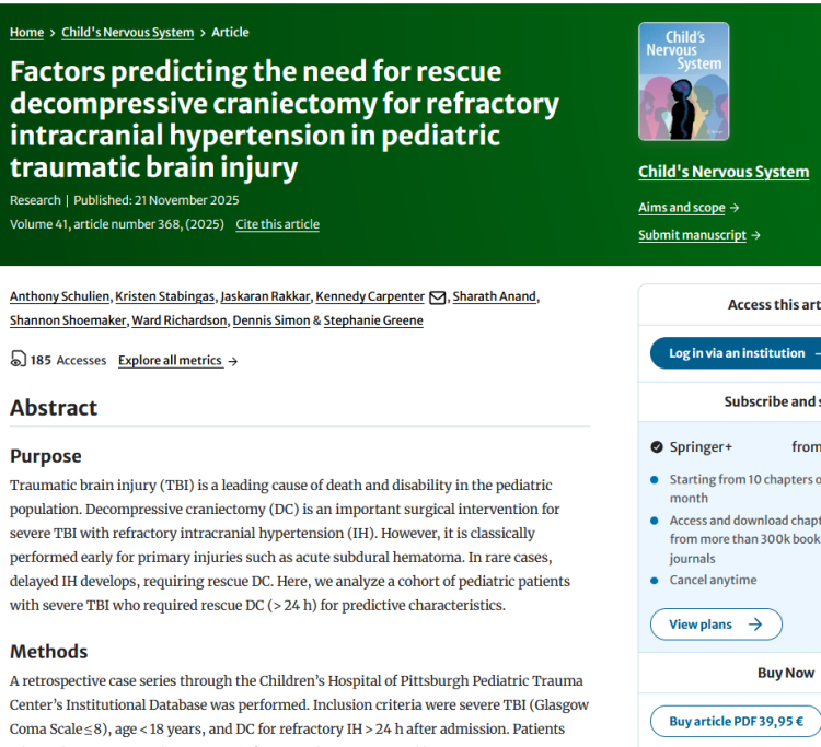 Factors Predicting the Need for Rescue Decompressive Craniectomy for Refractory Intracranial Hypertension in Pediatric Traumatic Brain Injury
