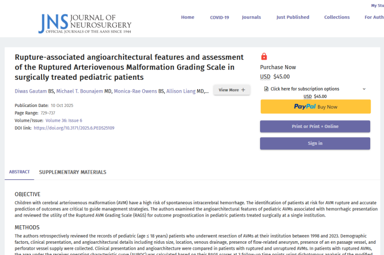 Rupture-Associated Angioarchitectural Features and Assessment of the Ruptured Arteriovenous Malformation Grading Scale in Surgically Treated Pediatric Patients
