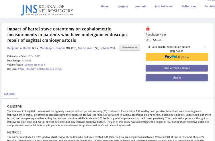 Impact of Barrel Stave Osteotomy on Cephalometric Measurements in Patients Who Have Undergone Endoscopic Repair of Sagittal Craniosynostosis