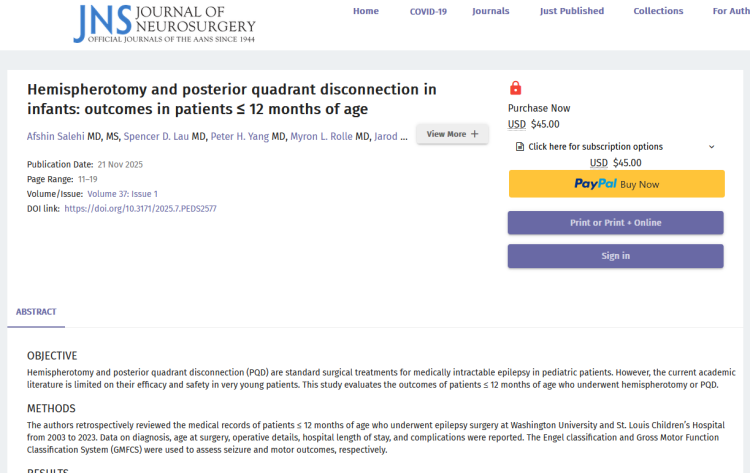 Hemispherotomy and Posterior Quadrant Disconnection in Infants: Outcomes in Patients ≤ 12 Months of Age
