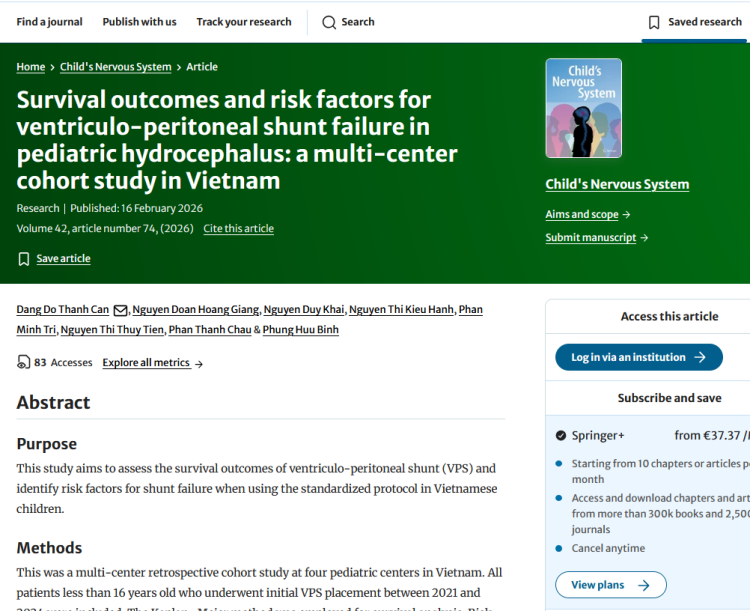 Survival Outcomes and Risk Factors for Ventriculo-Peritoneal Shunt Failure in Pediatric Hydrocephalus: A Multi-Center Cohort Study in Vietnam
