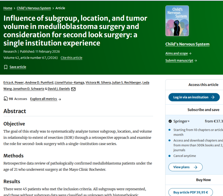 Influence of Subgroup, Location, and Tumor Volume in Medulloblastoma Surgery and Consideration for Second Look Surgery: A Single Institution Experience