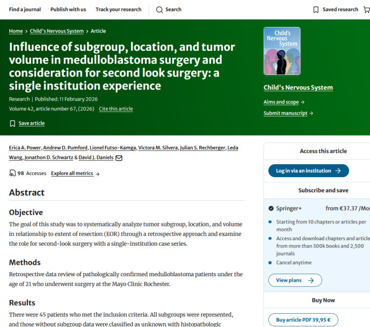 Influence of Subgroup, Location, and Tumor Volume in Medulloblastoma Surgery and Consideration for Second Look Surgery: A Single Institution Experience