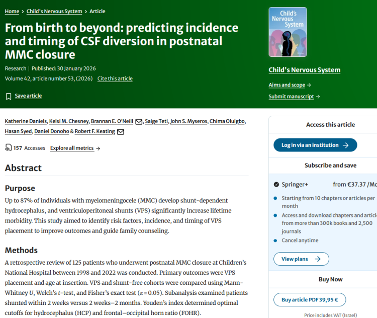 From Birth to Beyond: Predicting Incidence and Timing of CSF Diversion in Postnatal MMC Closure
