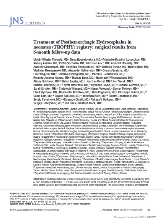 Treatment of Posthemorrhagic Hydrocephalus in Neonates (TROPHY) Registry: Surgical Results From 6-Month Follow-Up Data