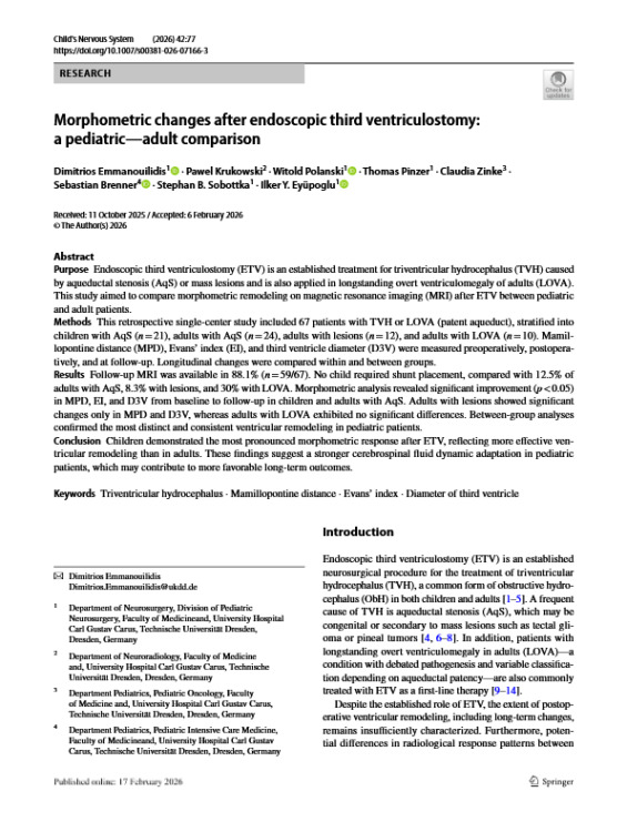 Morphometric Changes After Endoscopic Third Ventriculostomy: A Pediatric-Adult Comparison