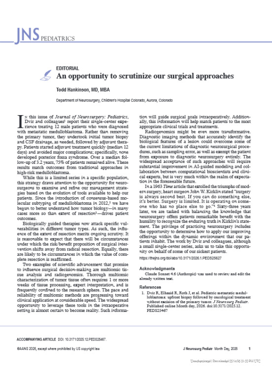 Editorial. An Opportunity to Scrutinize Our Surgical Approaches
