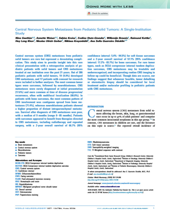 Central Nervous System Metastases from Pediatric Solid Tumors: A Single-Institution Study