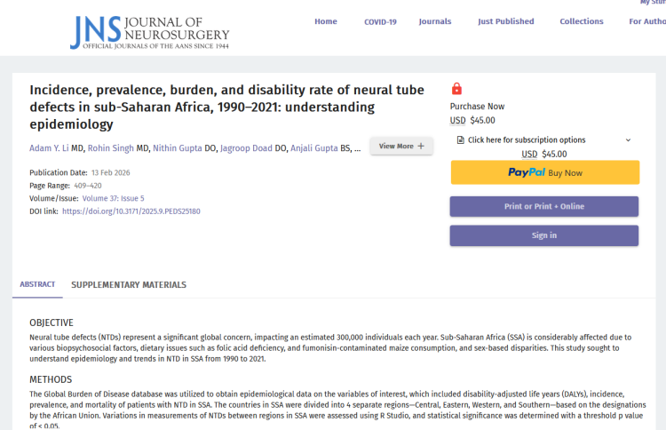 Incidence, Prevalence, Burden, and Disability Rate of Neural Tube Defects in Sub-Saharan Africa, 1990–2021: Understanding Epidemiology