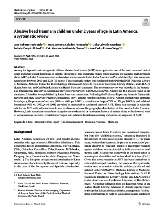Abusive Head Trauma in Children Under 2 Years of Age in Latin America: A Systematic Review
