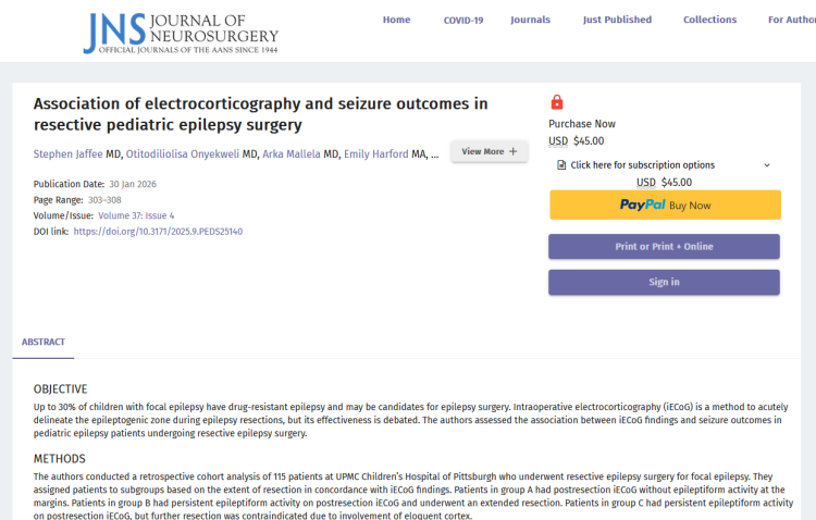 Association of Electrocorticography and Seizure Outcomes in Resective Pediatric Epilepsy Surgery