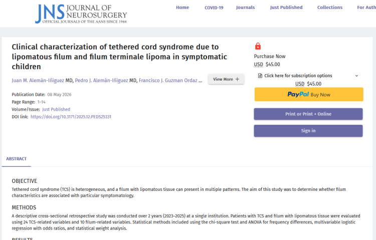 Clinical Characterization of Tethered Cord Syndrome Due to Lipomatous Filum and Filum Terminale Lipoma in Symptomatic Children