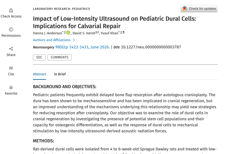 Impact of Low-Intensity Ultrasound on Pediatric Dural Cells: Implications for Calvarial Repair