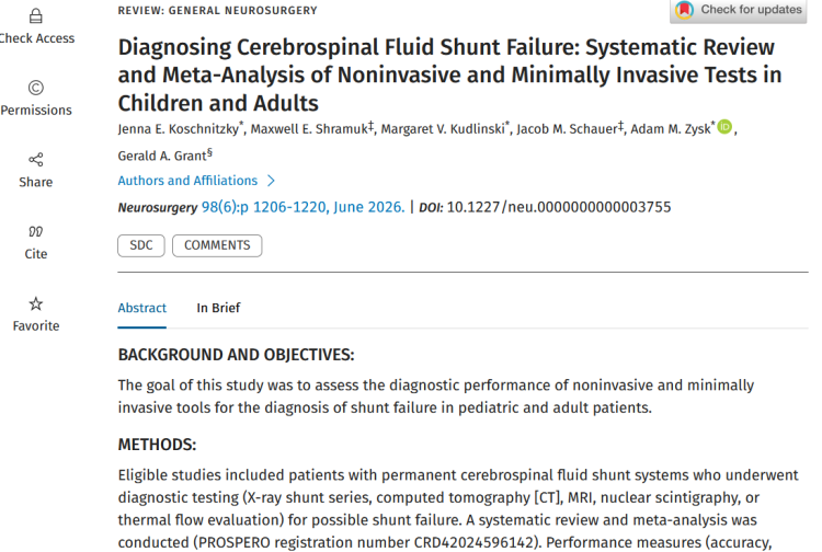 Diagnosing Cerebrospinal Fluid Shunt Failure: Systematic Review and Meta-Analysis of Noninvasive and Minimally Invasive Tests in Children and Adults