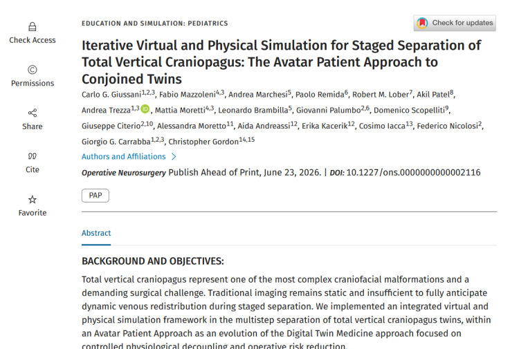 Iterative Virtual and Physical Simulation for Staged Separation of Total Vertical Craniopagus: The Avatar Patient Approach to Conjoined Twins