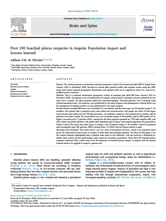 First 100 Brachial Plexus Surgeries in Angola: Population Impact and Lessons Learned