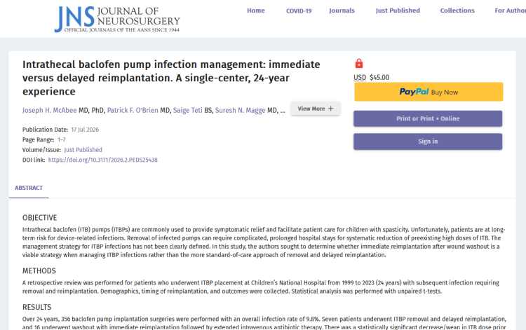 Intrathecal Baclofen Pump Infection Management: Immediate Versus Delayed Reimplantation. A Single-Center, 24-Year Experience