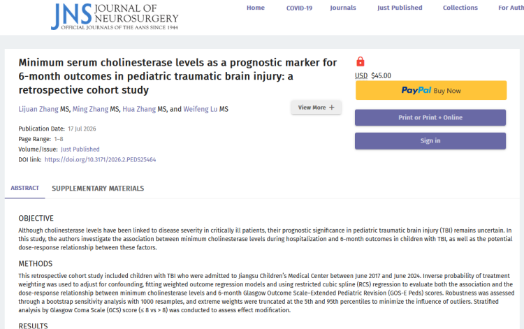 Minimum Serum Cholinesterase Levels as a Prognostic Marker for 6-Month Outcomes in Pediatric Traumatic Brain Injury: A Retrospective Cohort Study