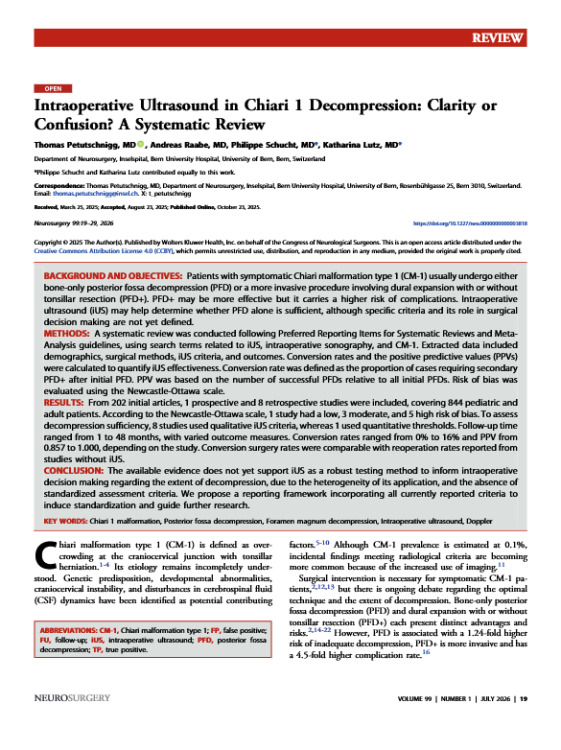 Intraoperative Ultrasound in Chiari 1 Decompression: Clarity or Confusion? A Systematic Review