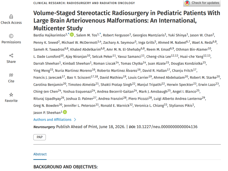 Volume-Staged Stereotactic Radiosurgery in Pediatric Patients With Large Brain Arteriovenous Malformations: An International, Multicenter Study