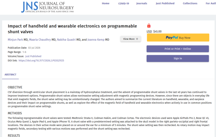 Impact of Handheld and Wearable Electronics on Programmable Shunt Valves