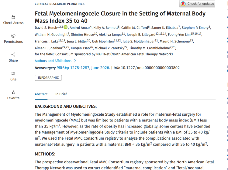 Fetal Myelomeningocele Closure in the Setting of Maternal Body Mass Index 35 to 40