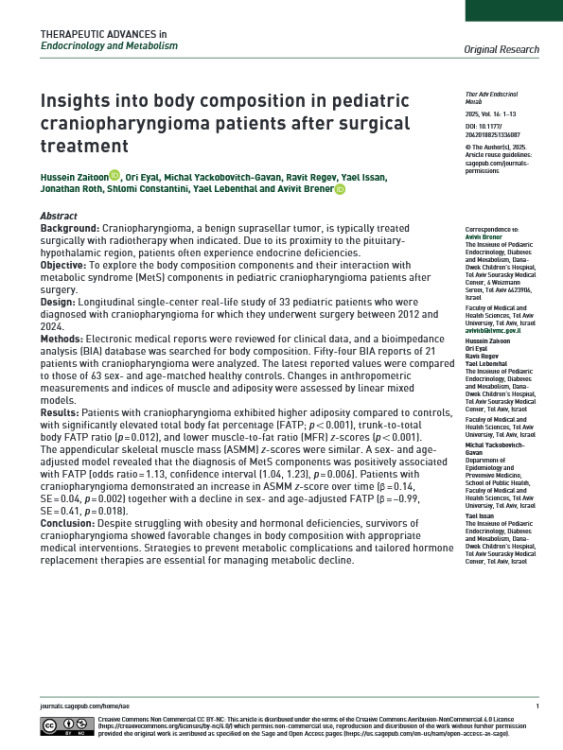 Insights Into Body Composition in Pediatric Craniopharyngioma Patients After Surgical Treatment
